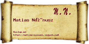Matias Nónusz névjegykártya
